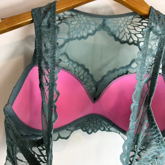 PINK by Victoria's Secret - Seafoam Green Lace Padded Bralette Bra - Size M - Picture 5 of 7